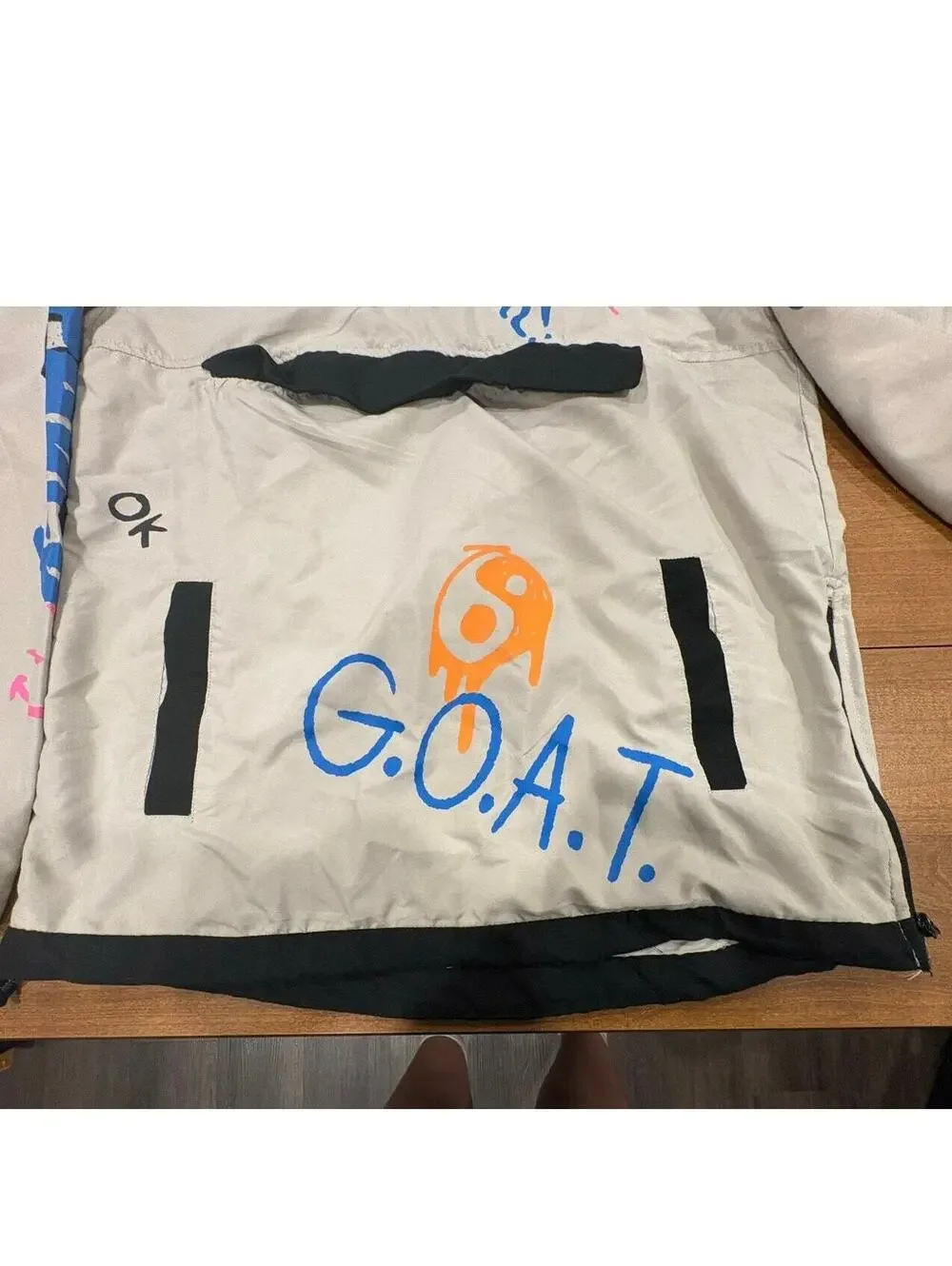 rue21 Cream Graffiti Print Half-Zip Hooded Windbreaker Jacket-340